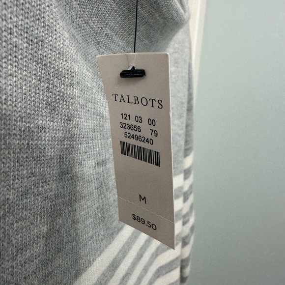 Talbots Gray and White Striped Mockneck Sweater M NWT - Picture 3 of 4